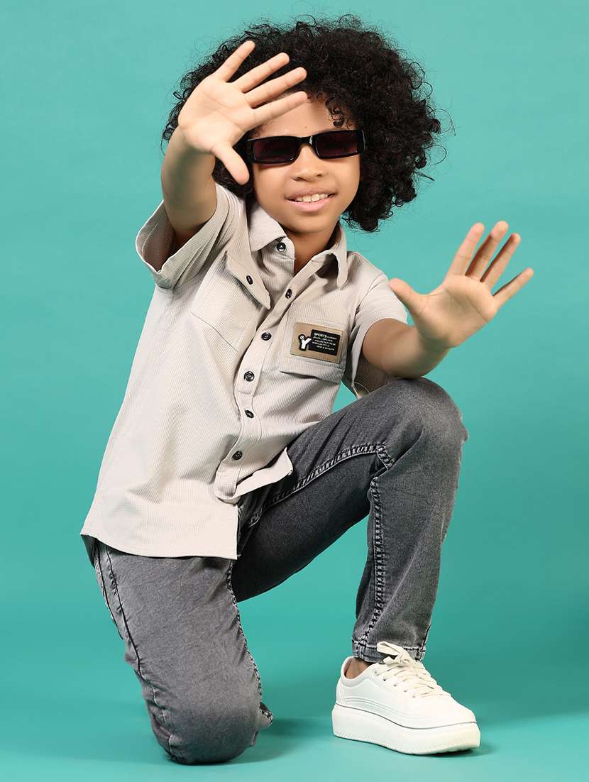 boys solid short sleeve casual shirt - 22166566 -  Standard Image - 4