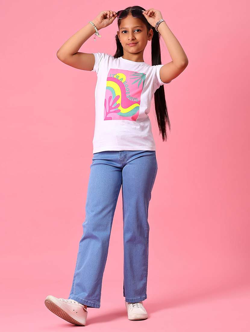 girls solid mid rise straight fit jean - 22166663 -  Standard Image - 4