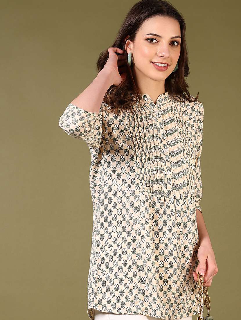 women floral printed three quarter sleeve a-line kurti - 22166834 -  Standard Image - 1