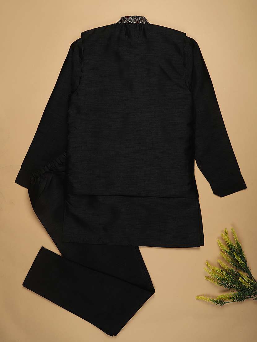 boys embroidered kurta and pyjama set with jacket - 22166843 -  Standard Image - 1