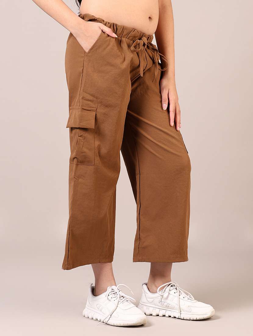 girls solid mid rise relaxed fit cargo - 22167002 -  Standard Image - 1