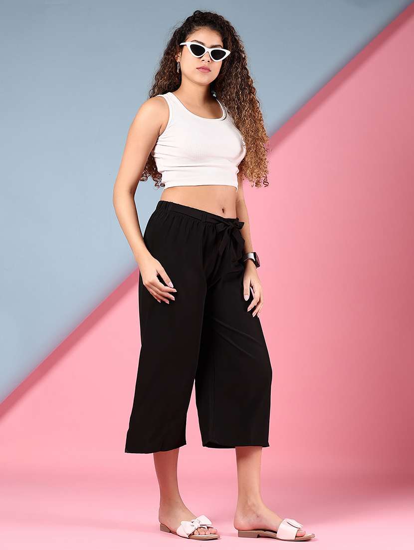 women solid mid rise relaxed fit capri - 22167169 -  Standard Image - 4