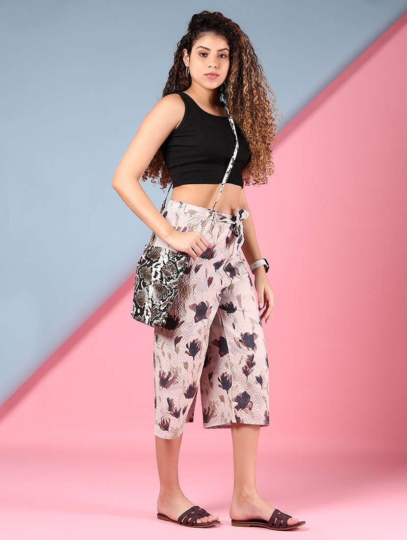 women printed mid rise relaxed fit capri - 22167572 -  Standard Image - 4