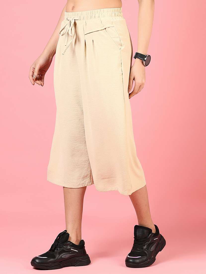 women solid mid rise relaxed fit capri - 22167721 -  Standard Image - 1