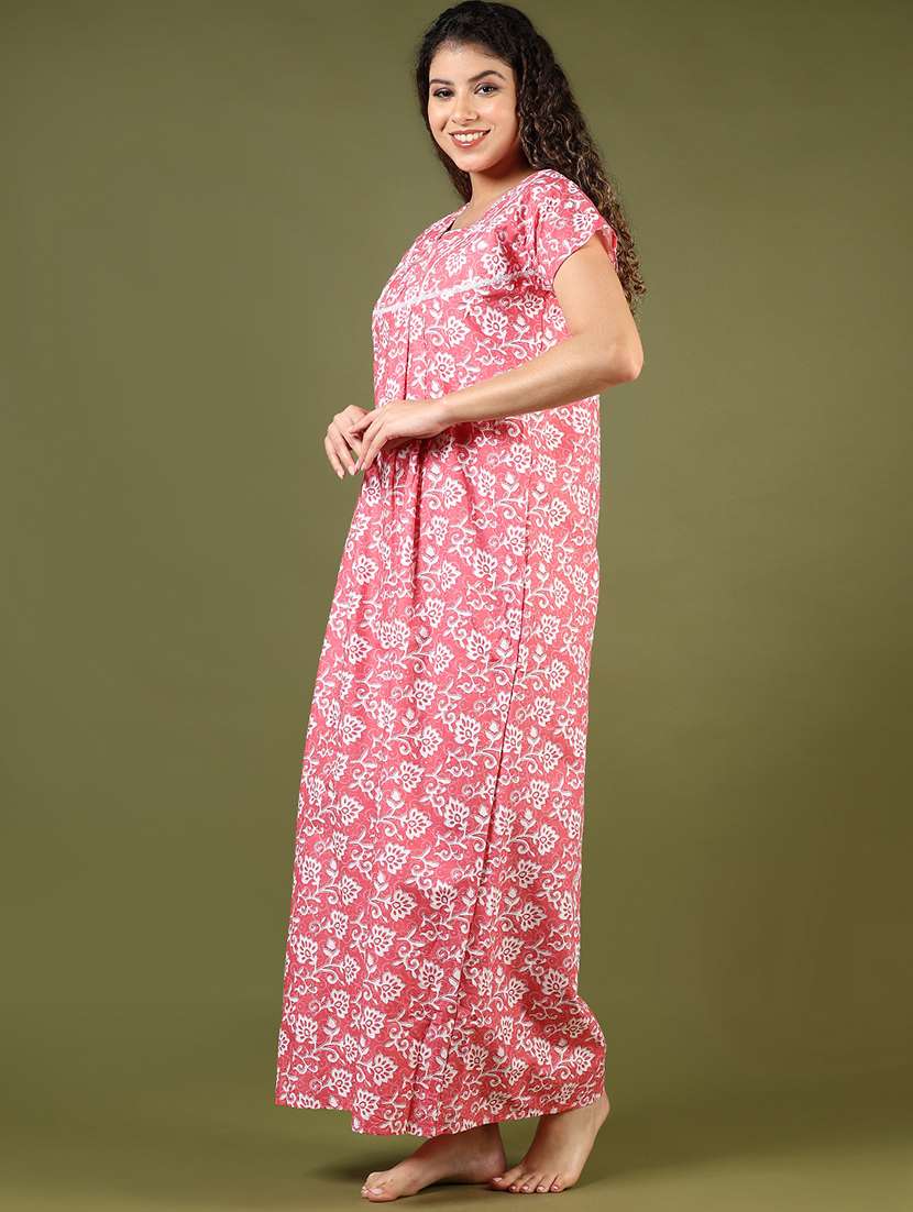 women printed short sleeve nighty - 22167798 -  Standard Image - 1