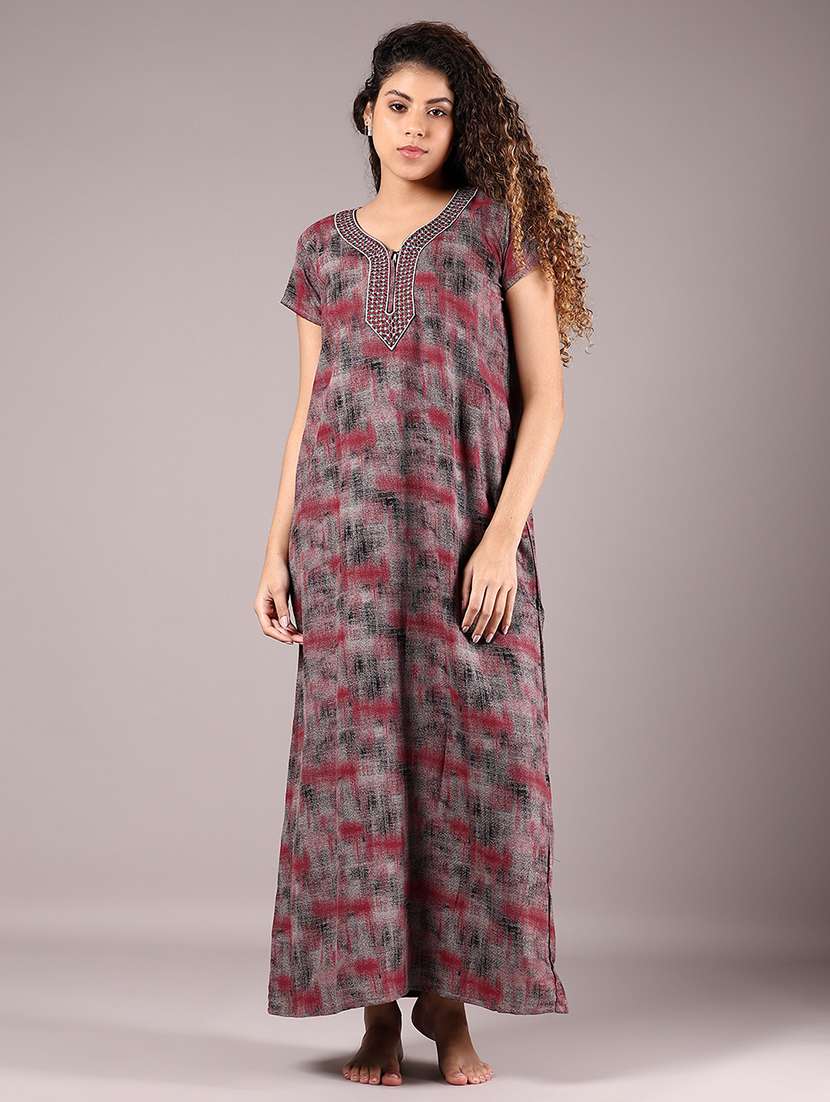 women printed short sleeve nighty - 22167871 -  Standard Image - 1