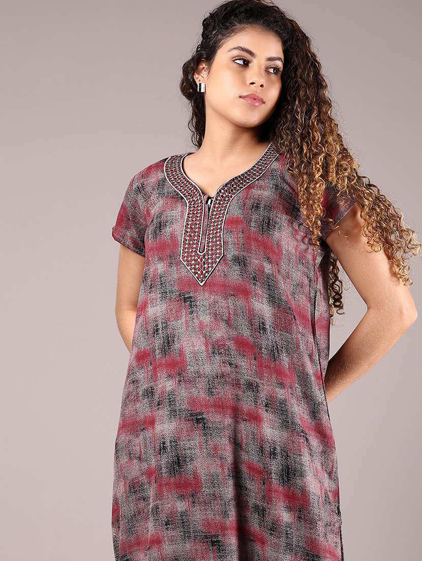 women printed short sleeve nighty - 22167871 -  Standard Image - 4