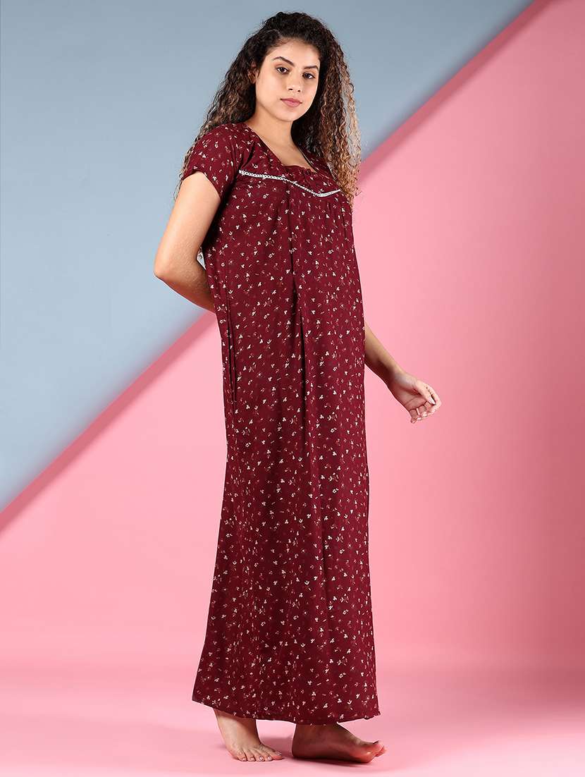 women printed short sleeve nighty - 22167930 -  Standard Image - 1