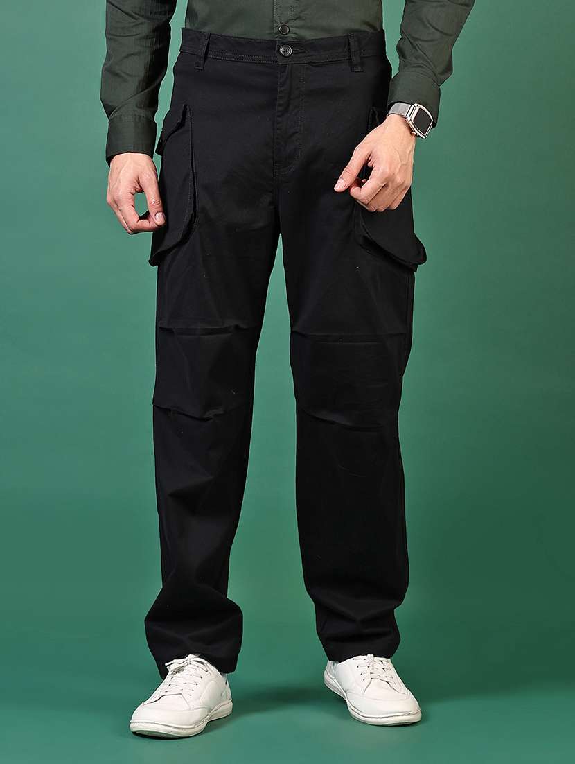 men solid mid rise cargo - 22167989 -  Standard Image - 1
