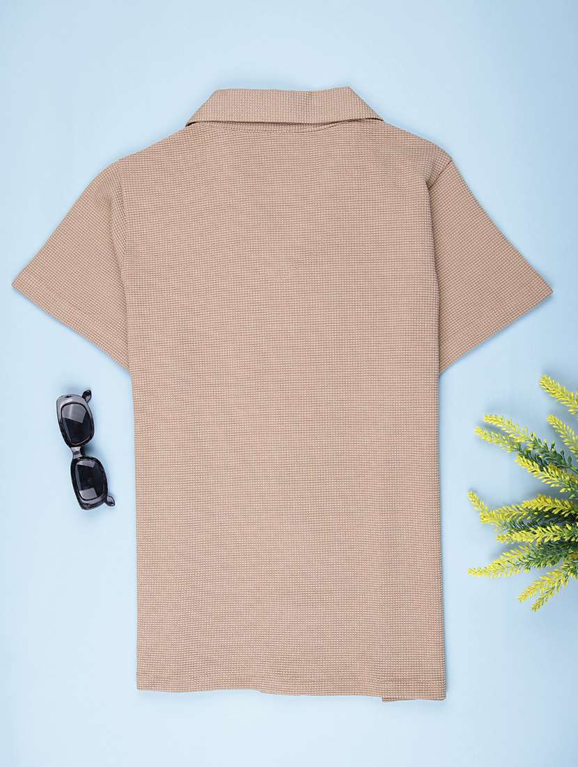 boys solid cuban collar short sleeve shirt - 22168024 -  Standard Image - 1