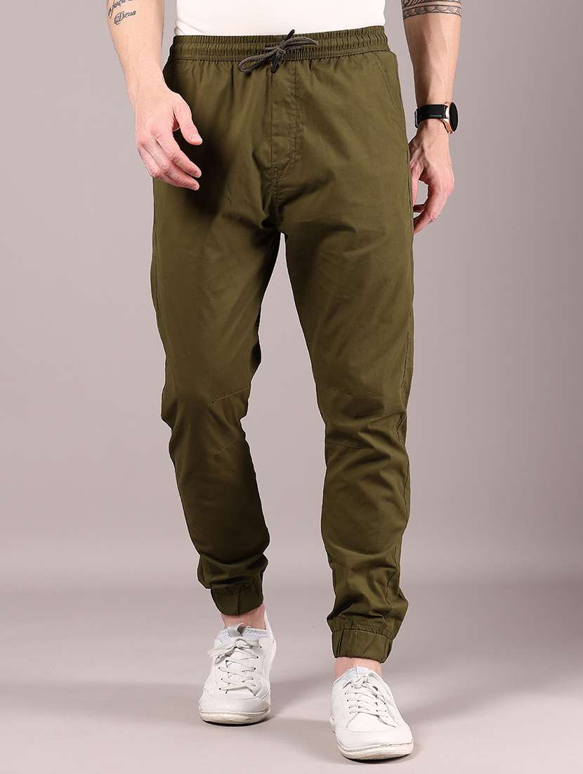 men solid mid rise regular fit jogger - 22168054 -  Standard Image - 1