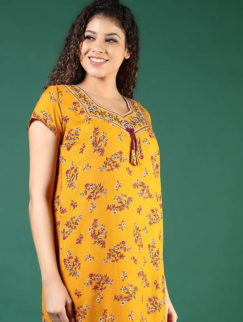 women printed short sleeve nighty - 22168115 -  Standard Image - 4