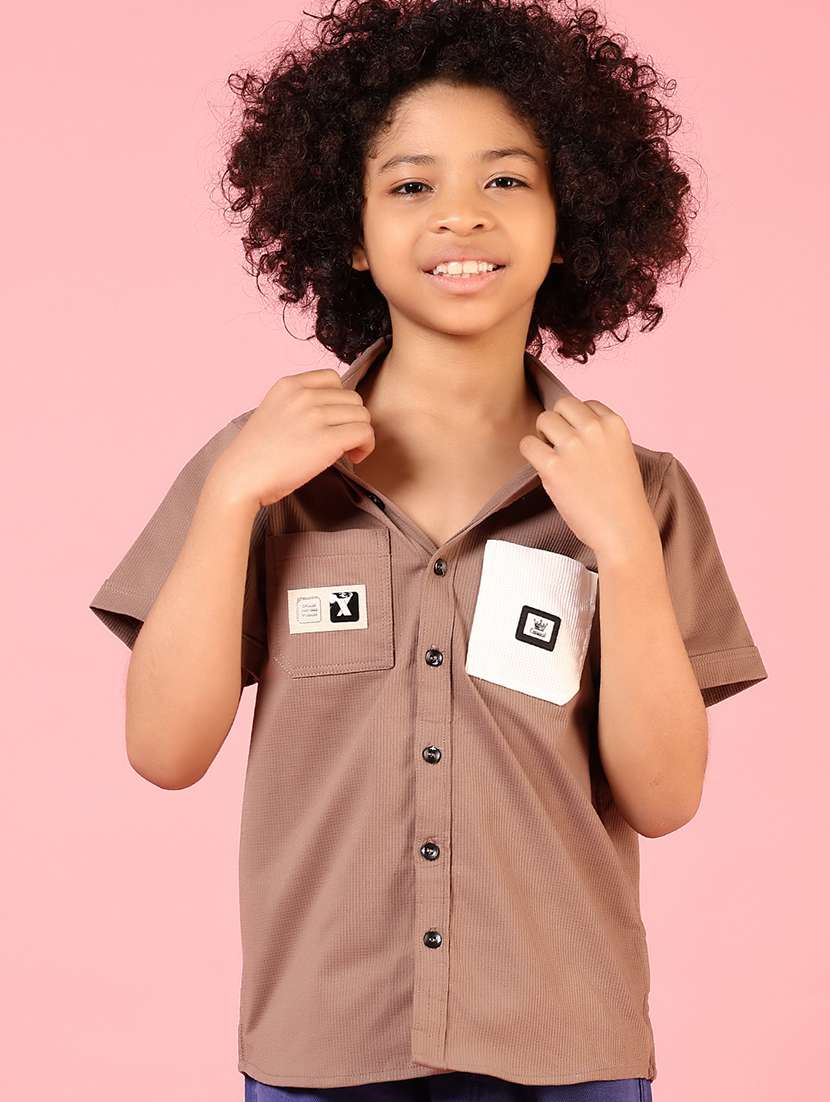 boys solid short sleeve casual shirt - 22168134 -  Standard Image - 1