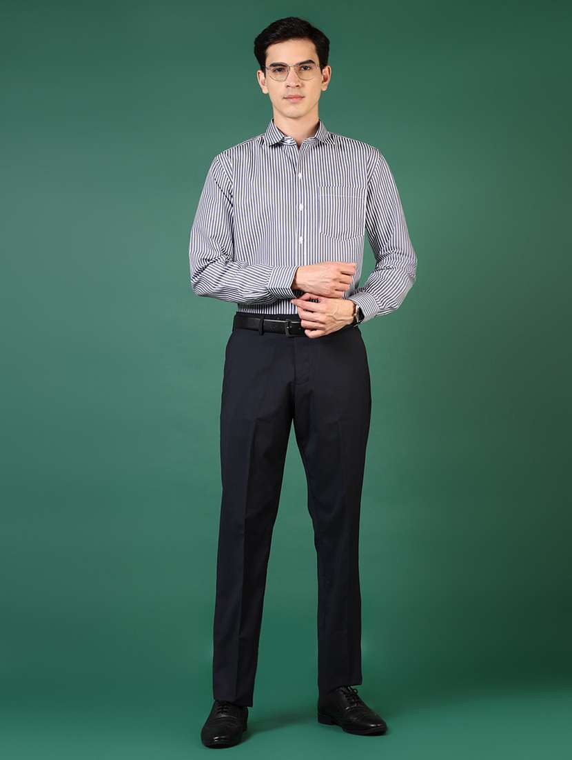 men solid mid rise flat front formal trouser - 22168199 -  Standard Image - 4