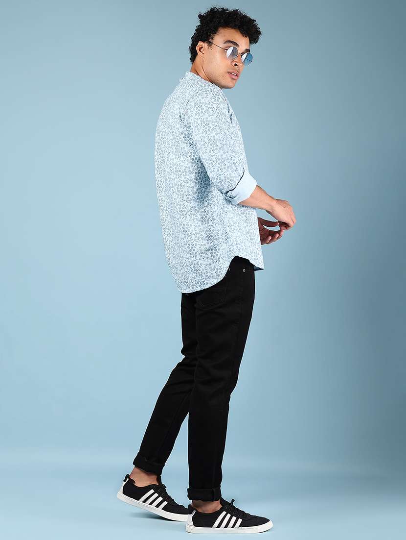 men printed mandarin neck short kurta - 22168429 -  Standard Image - 4