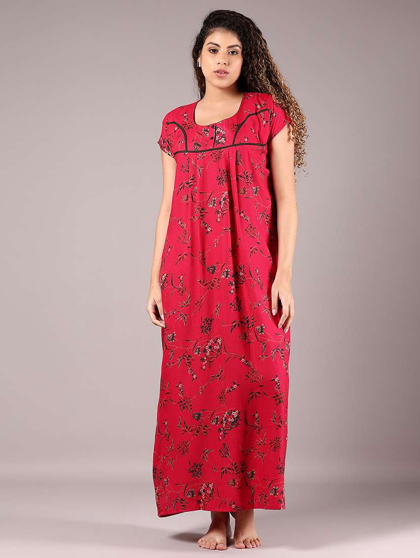 women printed short sleeve nighty - 22168444 -  Standard Image - 1