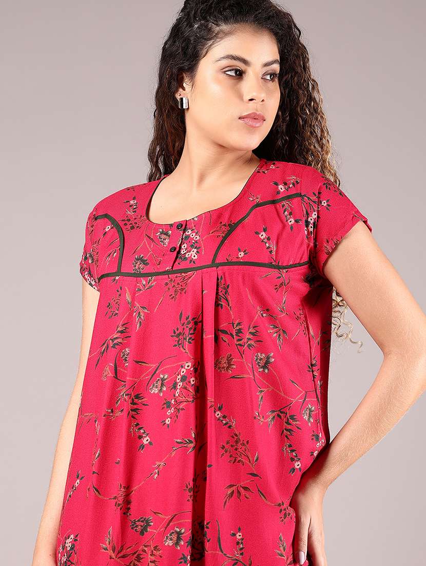 women printed short sleeve nighty - 22168444 -  Standard Image - 4