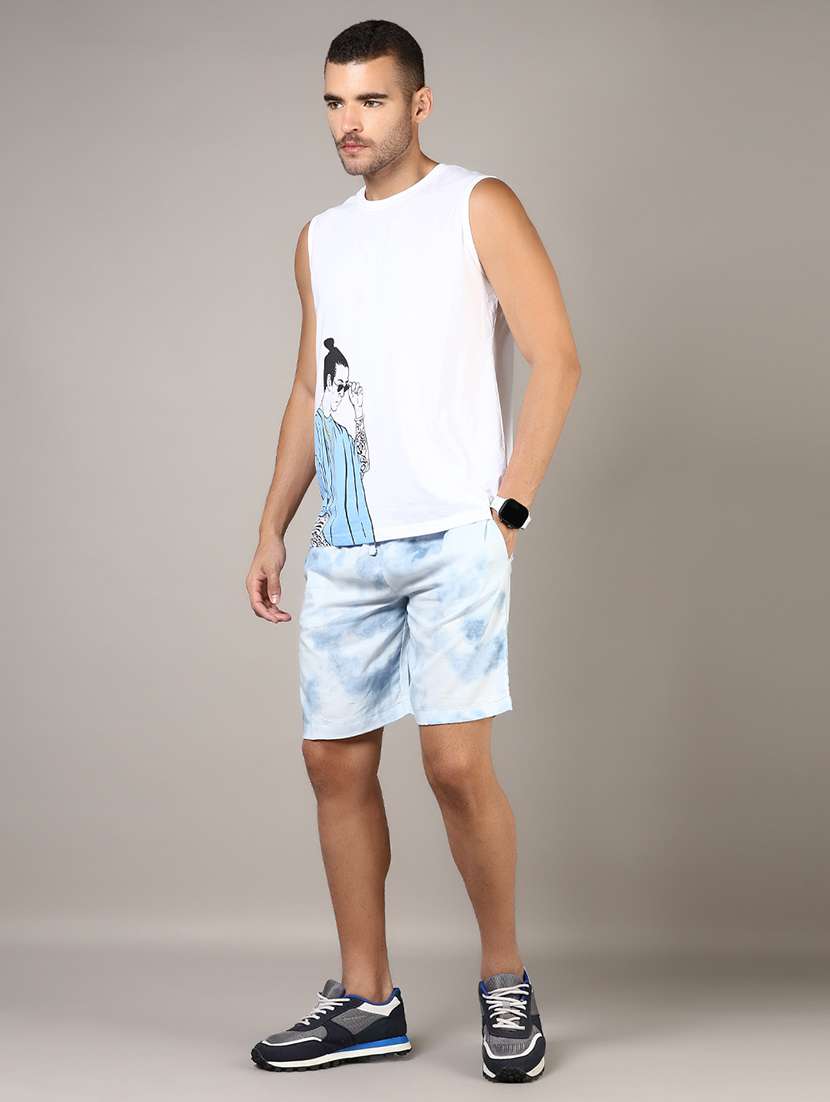 men tie & dye mid rise regular fit shorts - 22168448 -  Standard Image - 4
