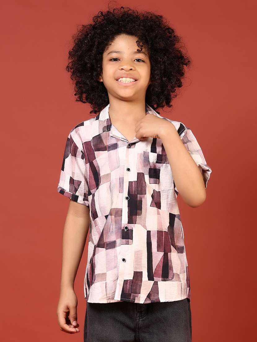 boys printed short sleeve casual shirt - 22168456 -  Standard Image - 1