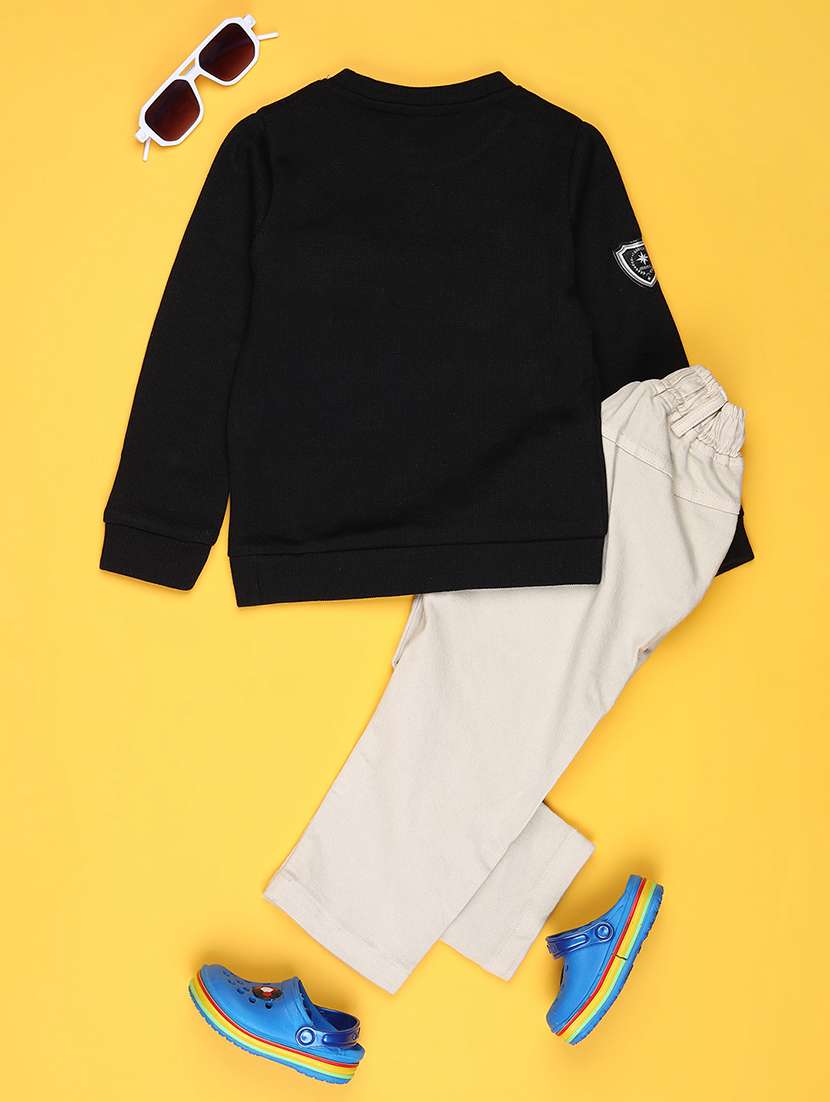 Boys Solid T-shirt & Trouser Co-ord Set - 22168514 -  Standard Image - 1