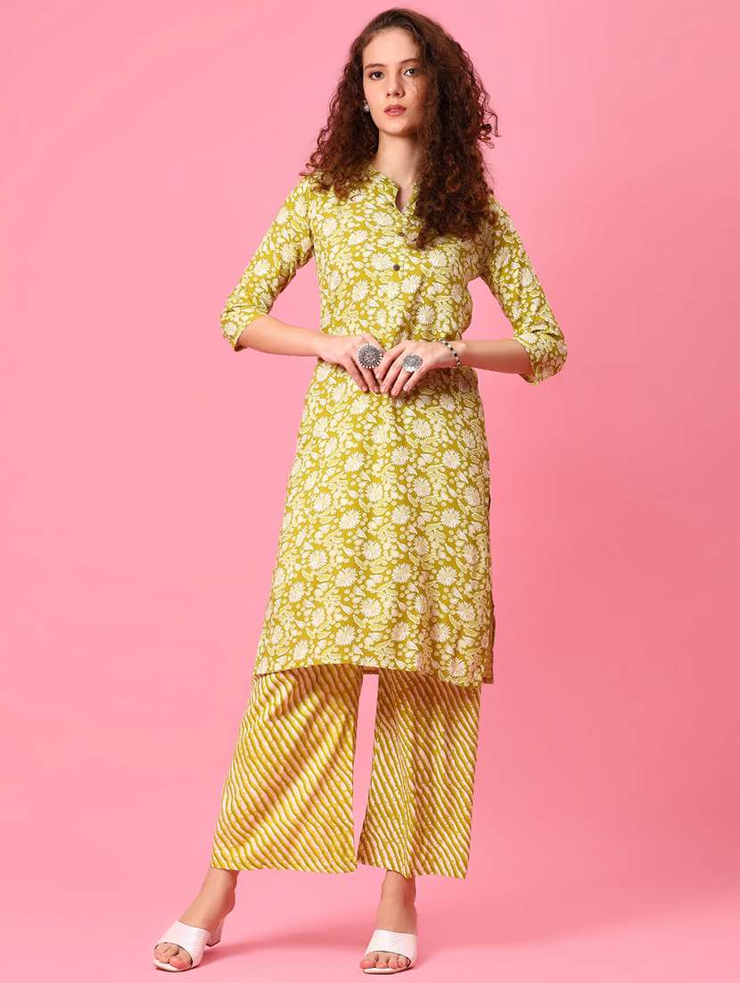 women three quarter sleeve kurta and palazzo set - 22168534 -  Standard Image - 1