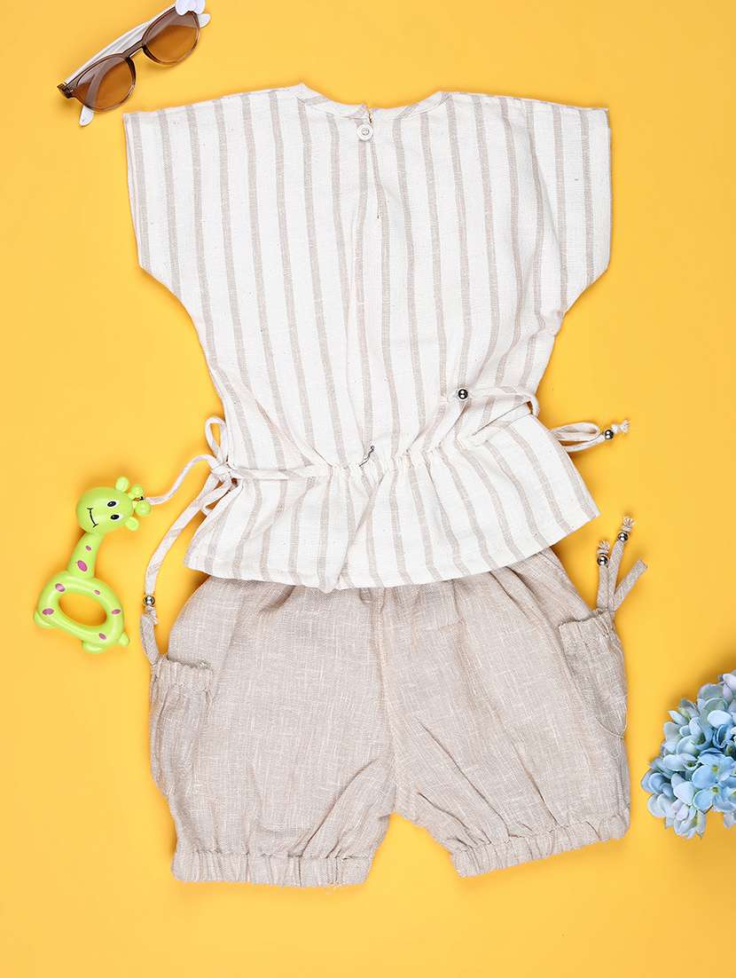 girls striped top and shorts co-ord set - 22168556 -  Standard Image - 1