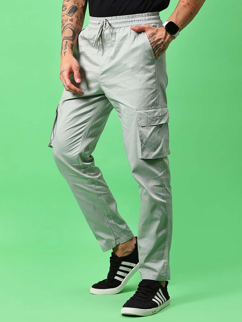 men solid mid rise cargo - 22168566 -  Standard Image - 1