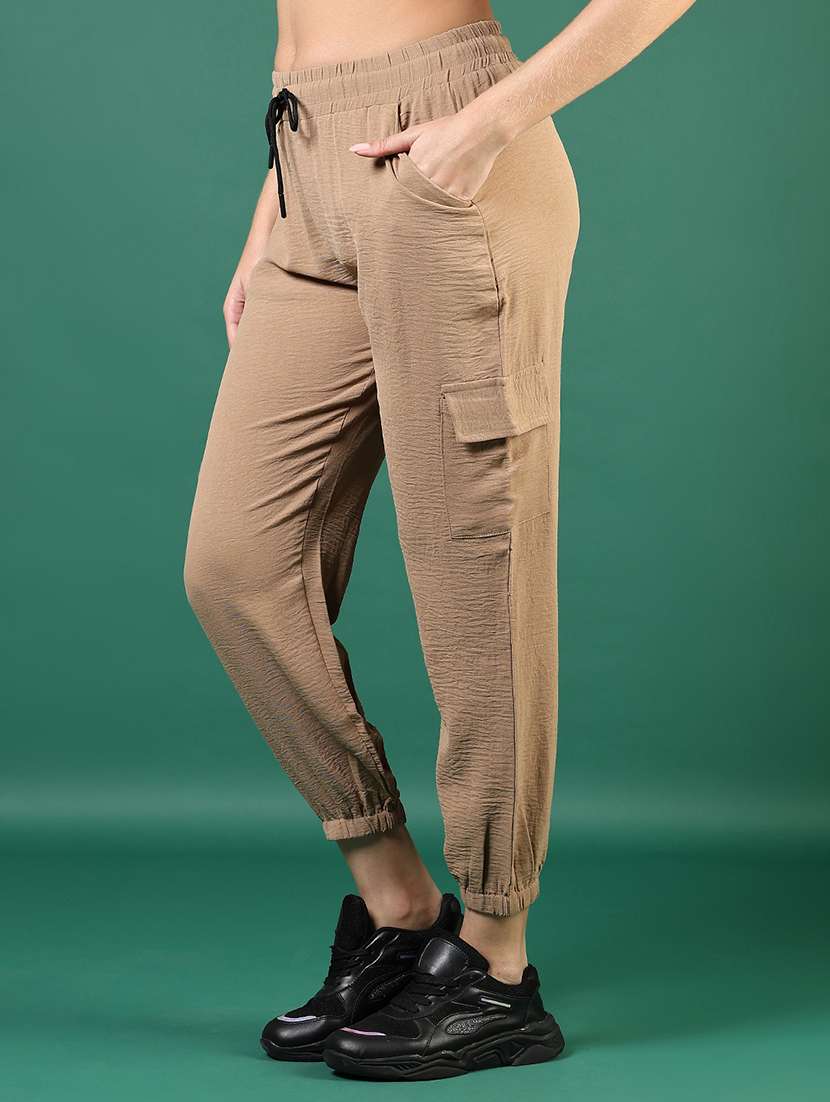 women solid mid rise regular fit jogger - 22168623 -  Standard Image - 1