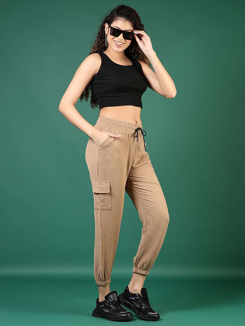 women solid mid rise regular fit jogger - 22168623 -  Standard Image - 4