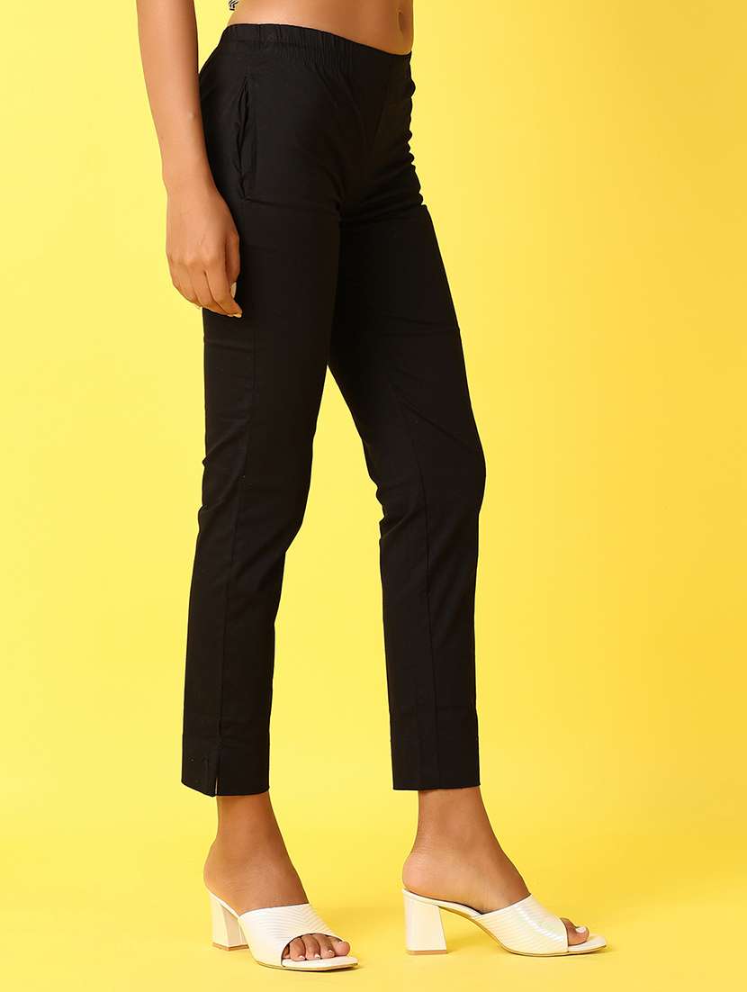 Women Solid Mid Rise Ankle Length Tapered Pant - 22168793 -  Standard Image - 1