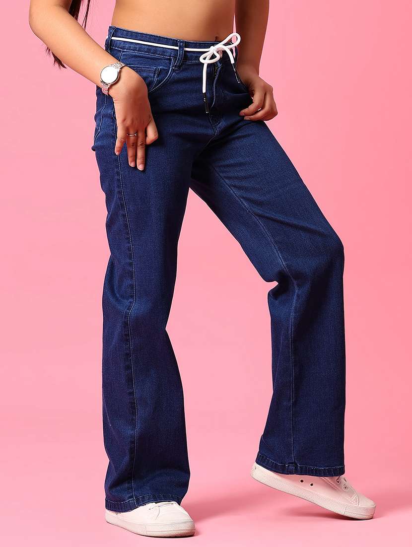 girls solid mid rise straight fit jean - 22168888 -  Standard Image - 1