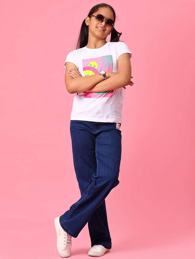 girls solid mid rise straight fit jean - 22168888 -  Standard Image - 4