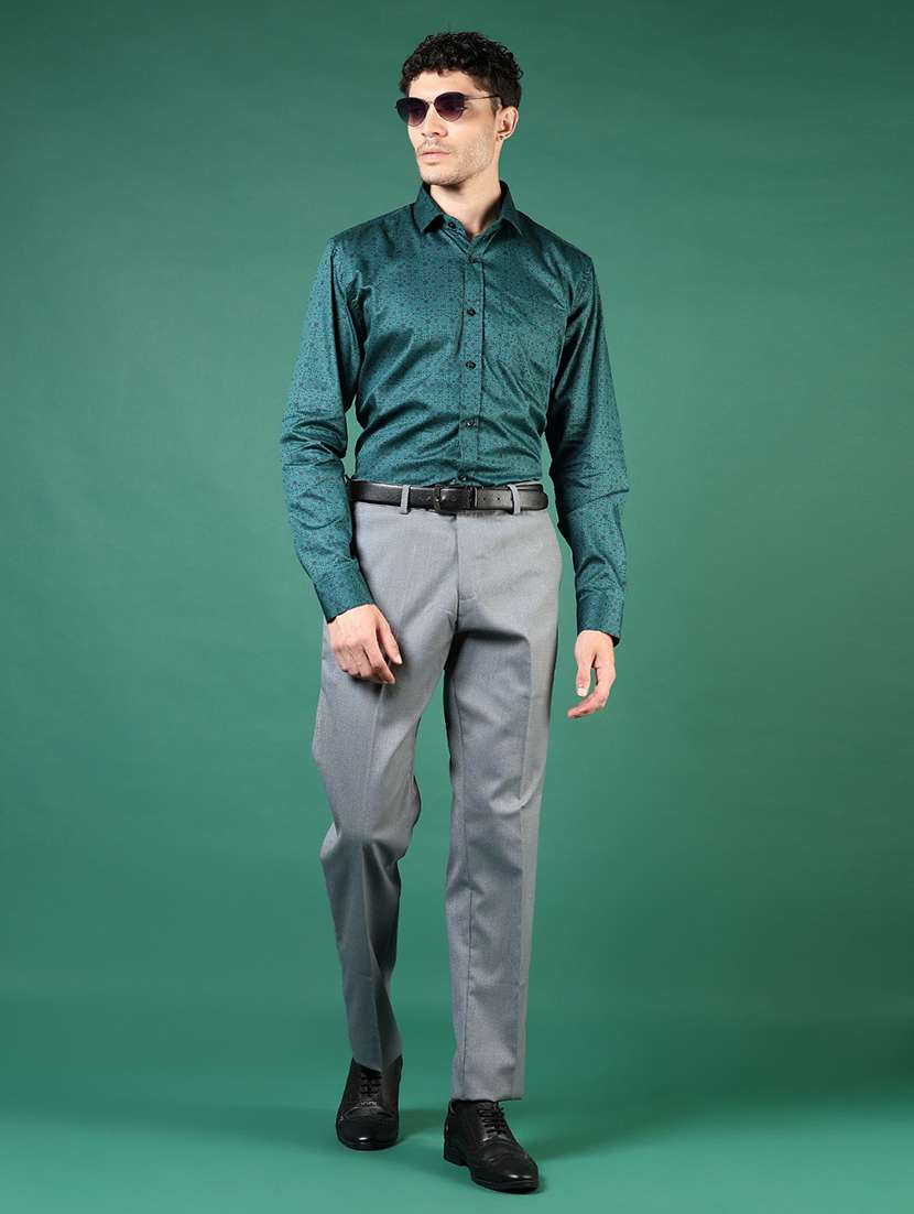 men solid mid rise flat front formal trouser - 22168902 -  Standard Image - 4