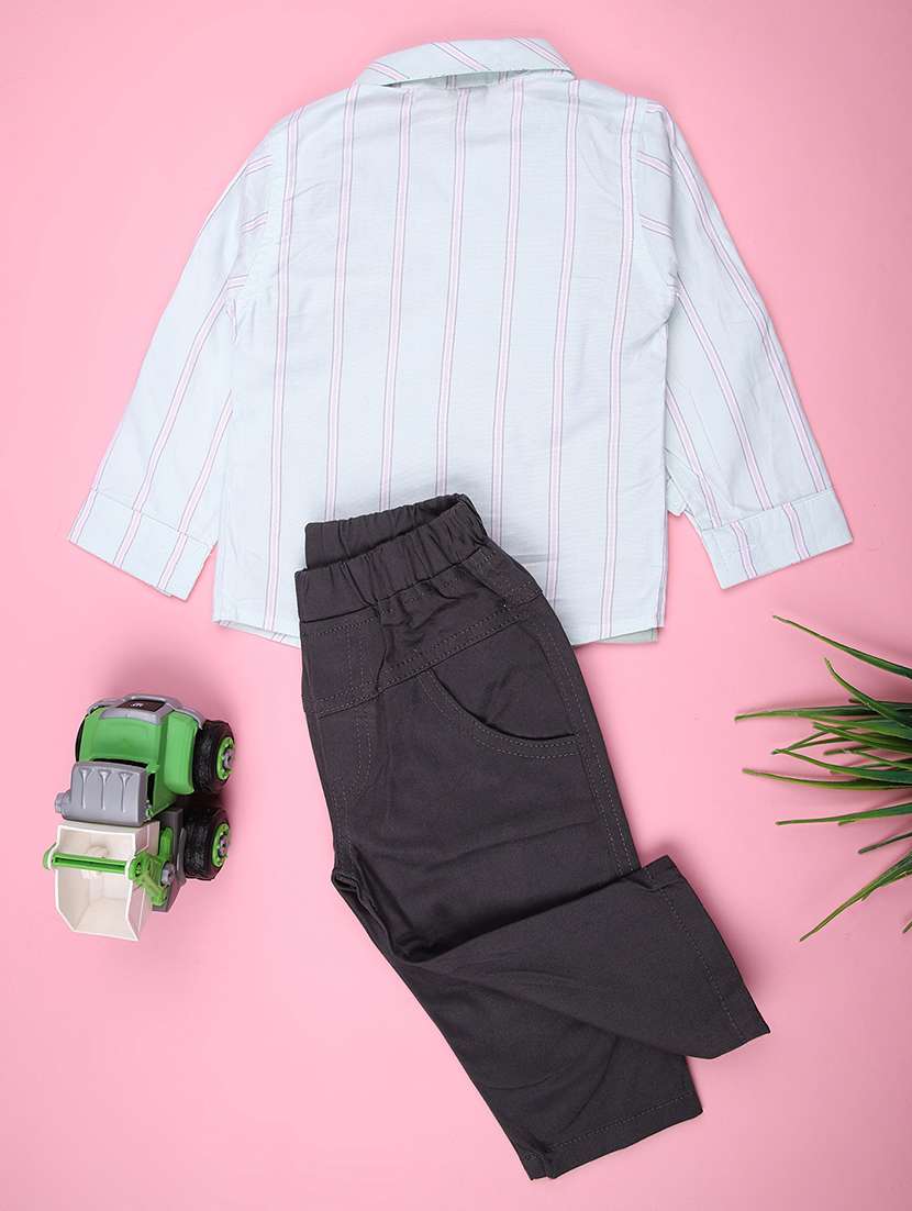 boys striped shirt and trouser co-ord set - 22168927 -  Standard Image - 1