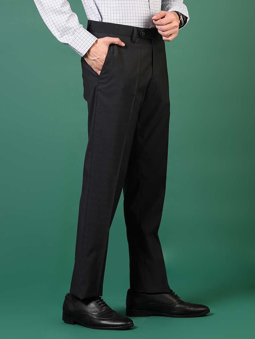men checkered mid rise flat front formal trouser - 22168942 -  Standard Image - 1
