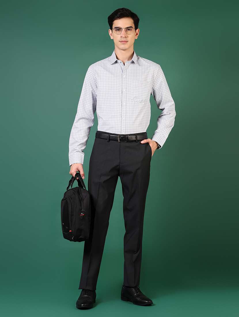 men checkered mid rise flat front formal trouser - 22168942 -  Standard Image - 4