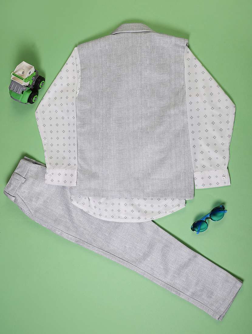 boys checkered long sleeve trouser shirt with waistcoat set - 22169079 -  Standard Image - 1