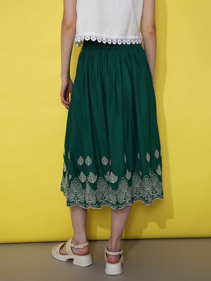 women solid with work mid rise rise flared skirt - 22169180 -  Standard Image - 4