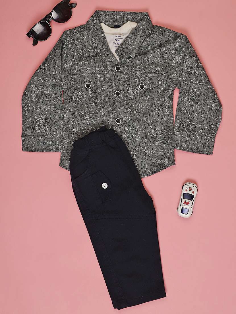 boys printed sshirt and trouser co-ord set