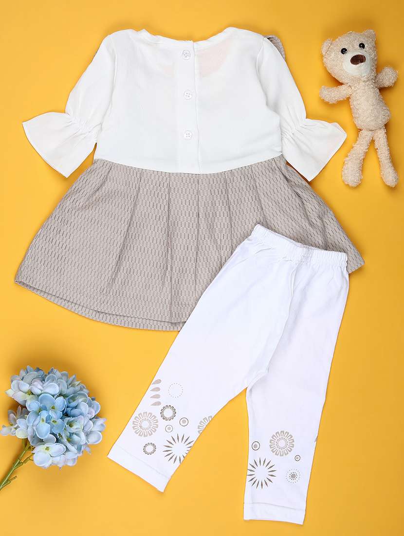 girls solid top and trouser co-ord set - 22169447 -  Standard Image - 1