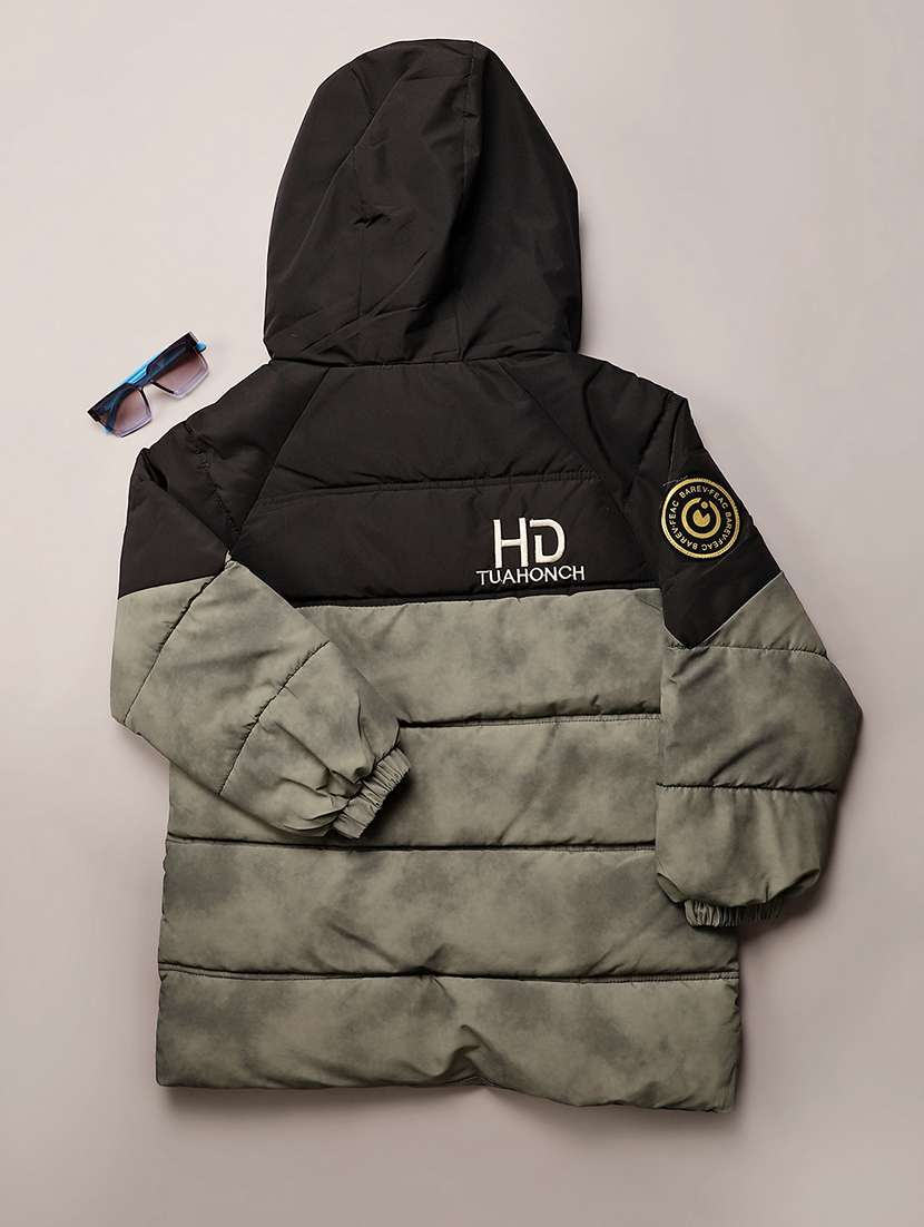 boys color blocked long sleeve hooded quilted jacket  - 22169561 -  Standard Image - 1