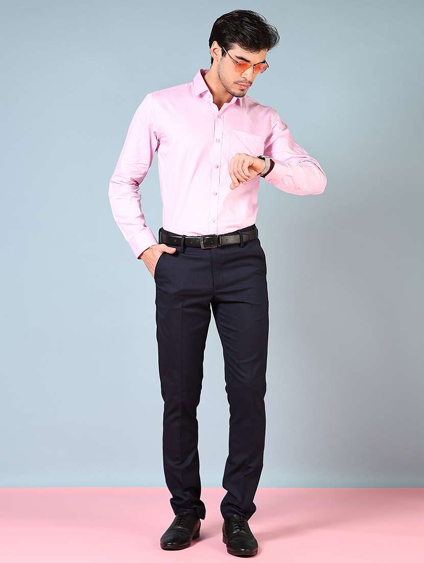 men solid mid rise flat front formal trouser - 22169578 -  Standard Image - 4