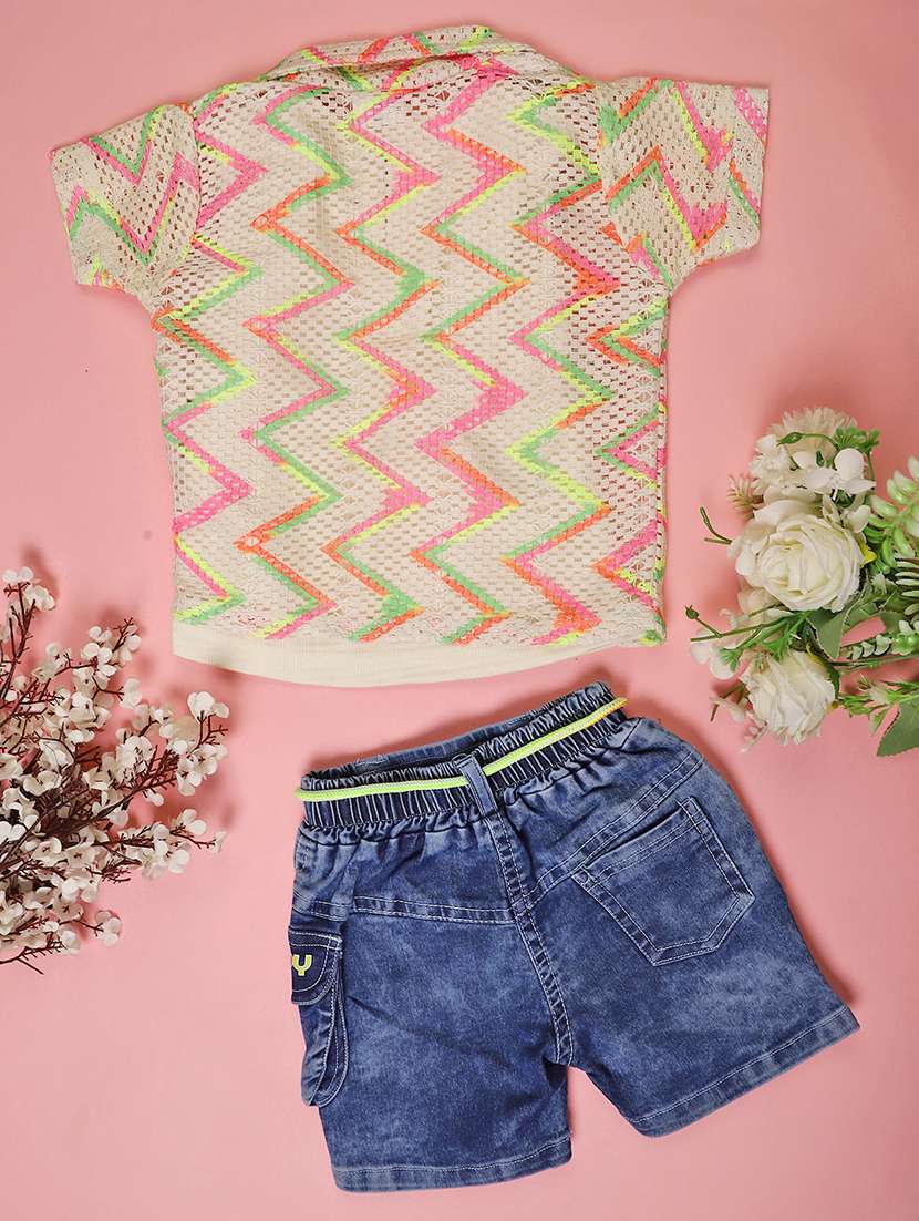 girls printed top and shorts co-ord set - 22169669 -  Standard Image - 1