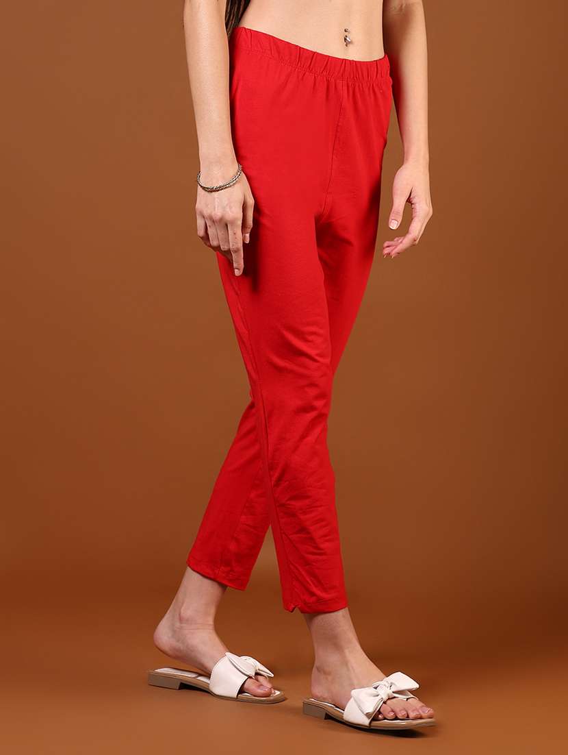 women solid mid rise ankle length tapered pant - 22169952 -  Standard Image - 1