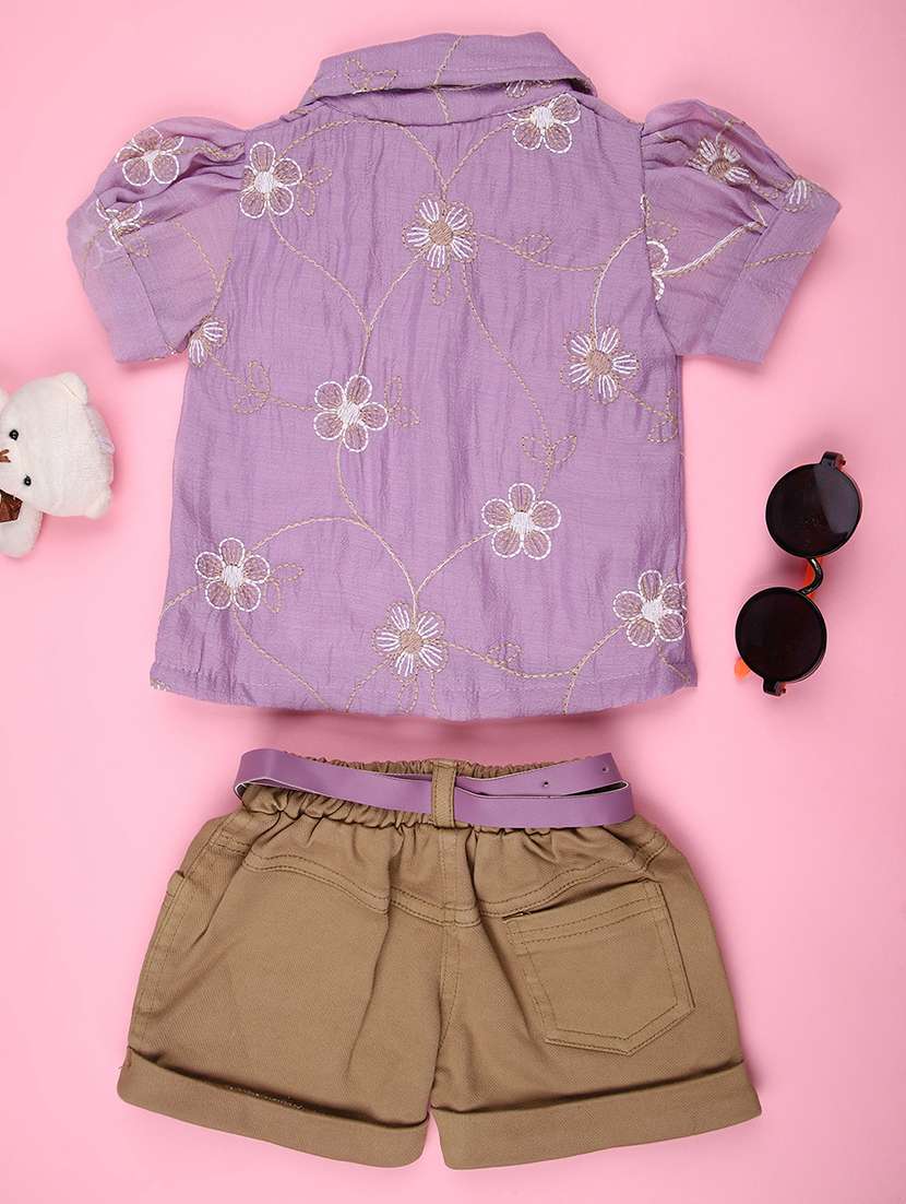 Girls Embroidered Top & Shorts Co-ord Set - 22170239 -  Standard Image - 1