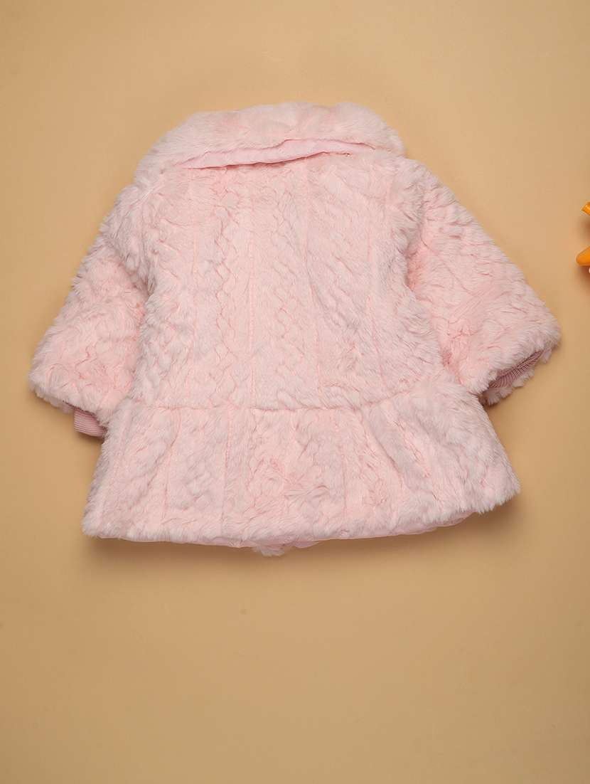 girls self deisgned long sleeve fur jacket with sling bag - 22170306 -  Standard Image - 1