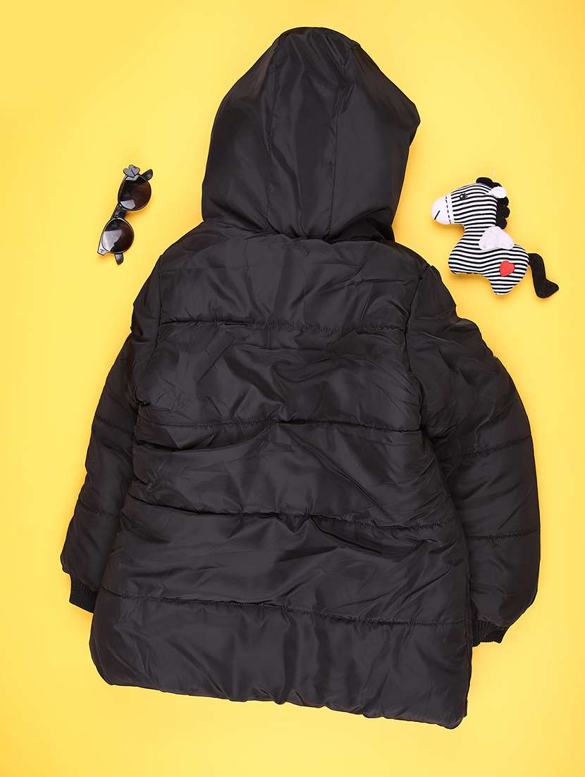 girls solid long sleeve hooded quilted jacket - 22170308 -  Standard Image - 1