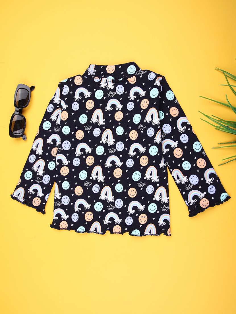 girls printed mock neck long sleeve tee - 22170320 -  Standard Image - 1