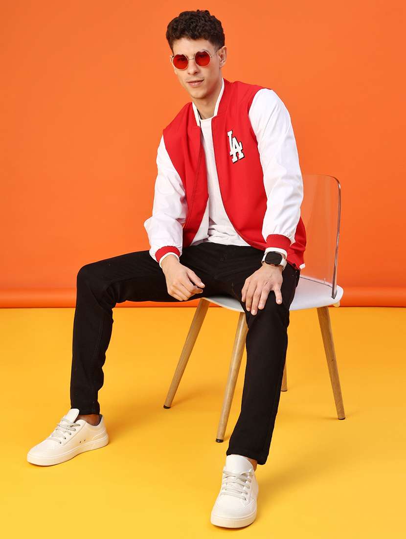 men color block henley neck varsity jacket - 22170334 -  Standard Image - 4