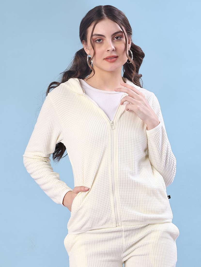 women self design long sleeve hooded sweatshirt - 22170370 -  Standard Image - 1